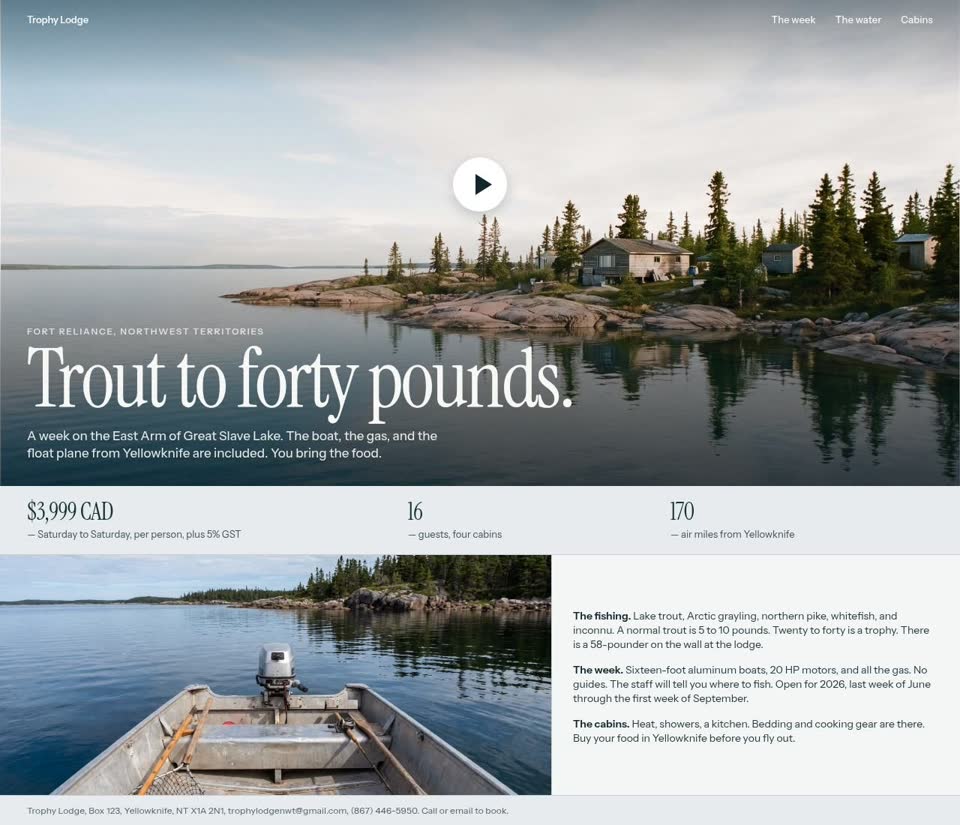 Trophy Lodge homepage concept